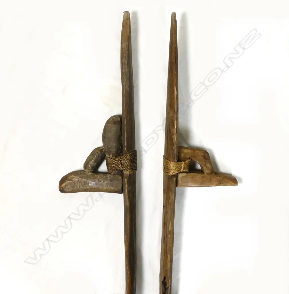 Two 20thC Maori carved digging sticks Image 1++
