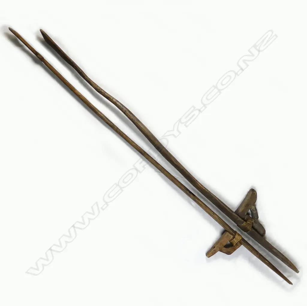 Two 20thC Maori carved digging sticks Image 1++