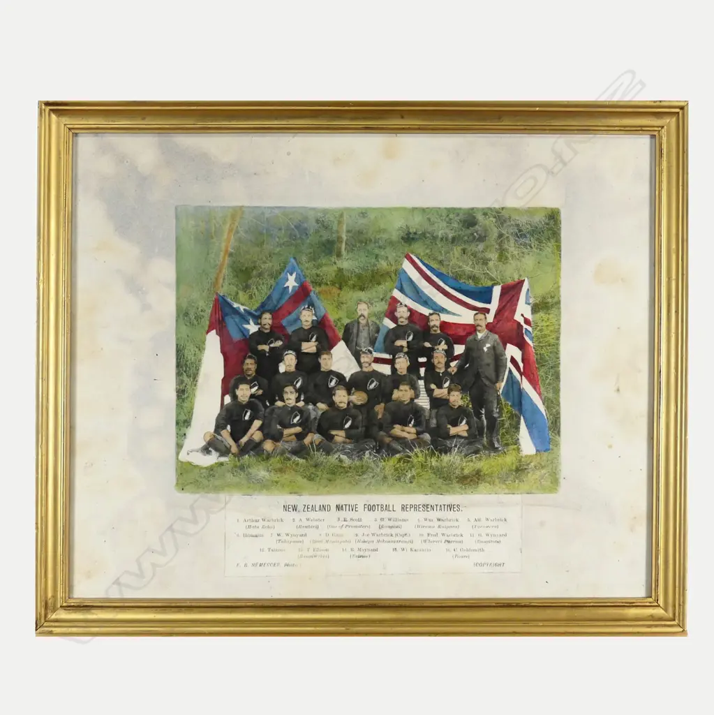 1888 New Zealand Native Football Representatives hand coloured reproduction image Image 1++