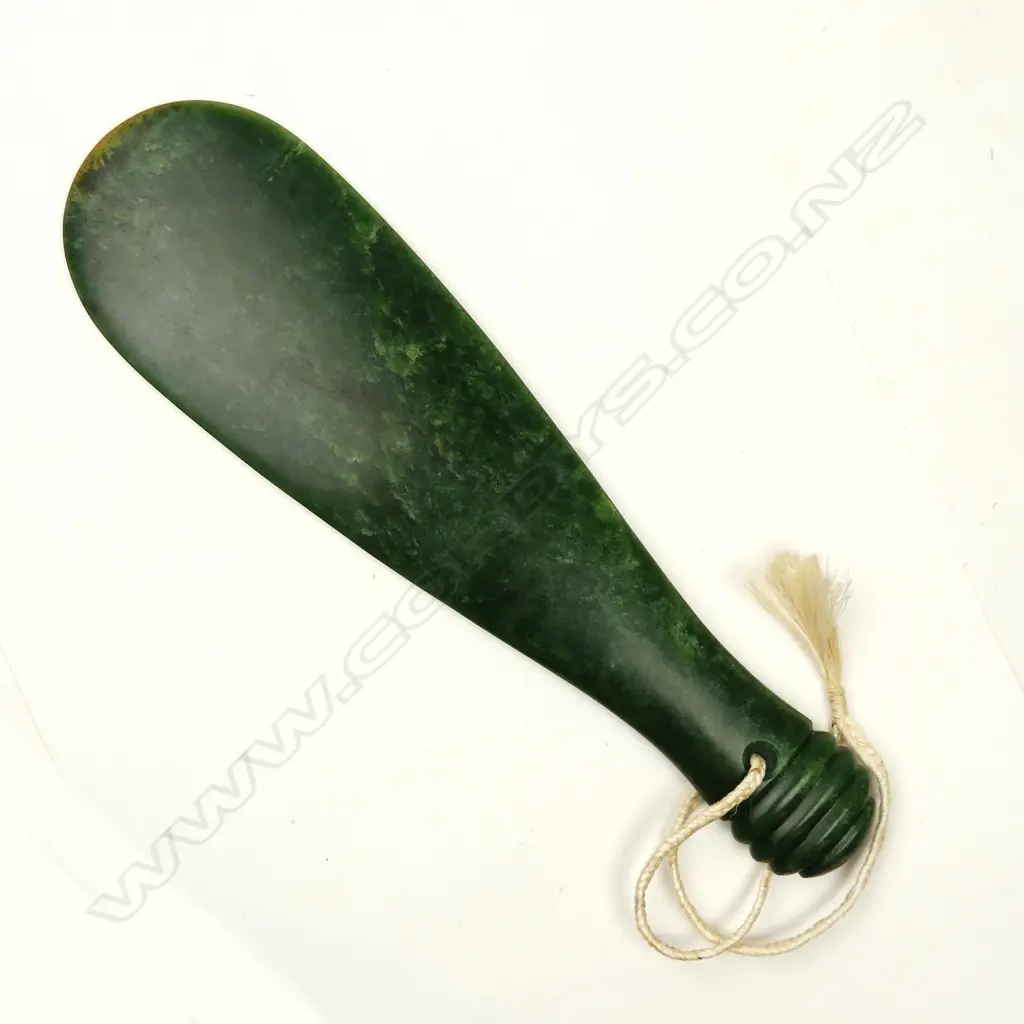 A fine large Marsden Flower pounamu mere by Jayme Anderson Image 1++