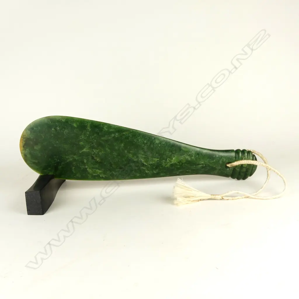 A fine large Marsden Flower pounamu mere by Jayme Anderson Image 1++