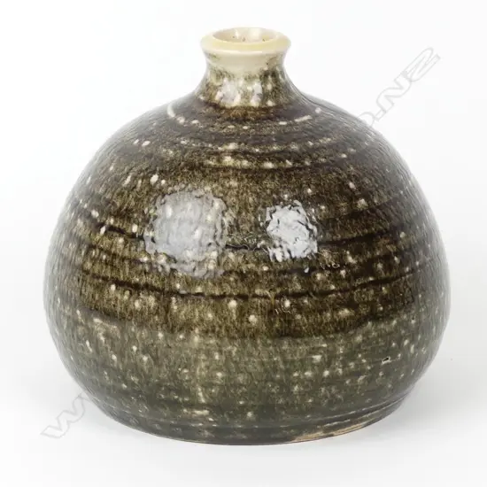 An early Len Castle Crum Brickworks salt glaze bottle vase