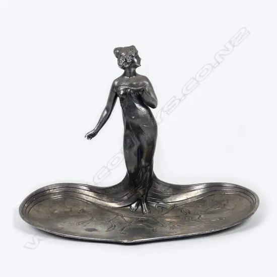 A WMF Art Nouveau silver plate maiden figured dish