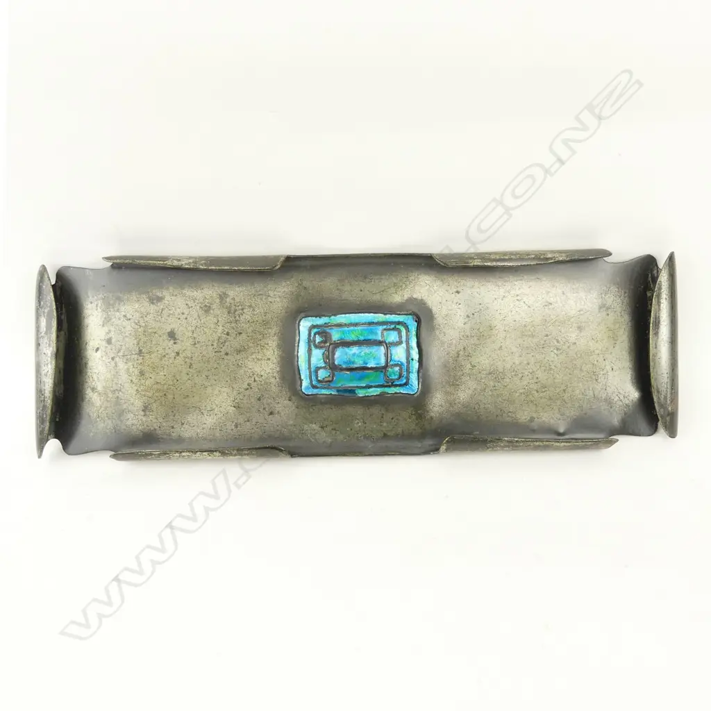 An English Pewter and enamel pen tray Image 1++