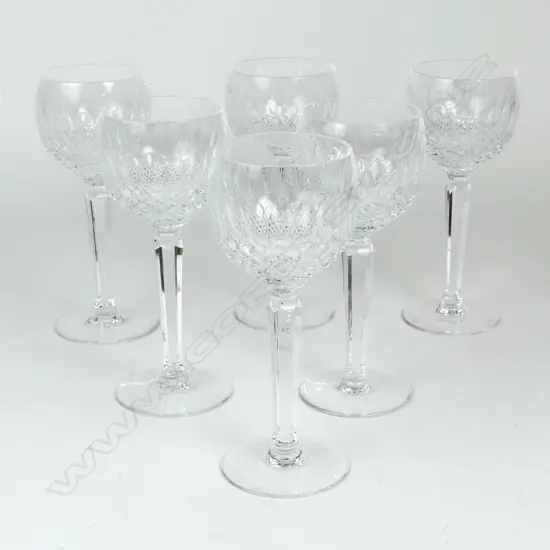 A set of six Waterford wine glasses