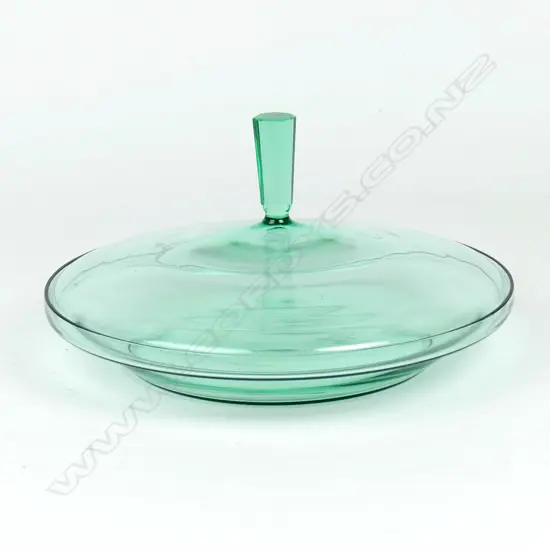 A lidded Leerdam glass bowl