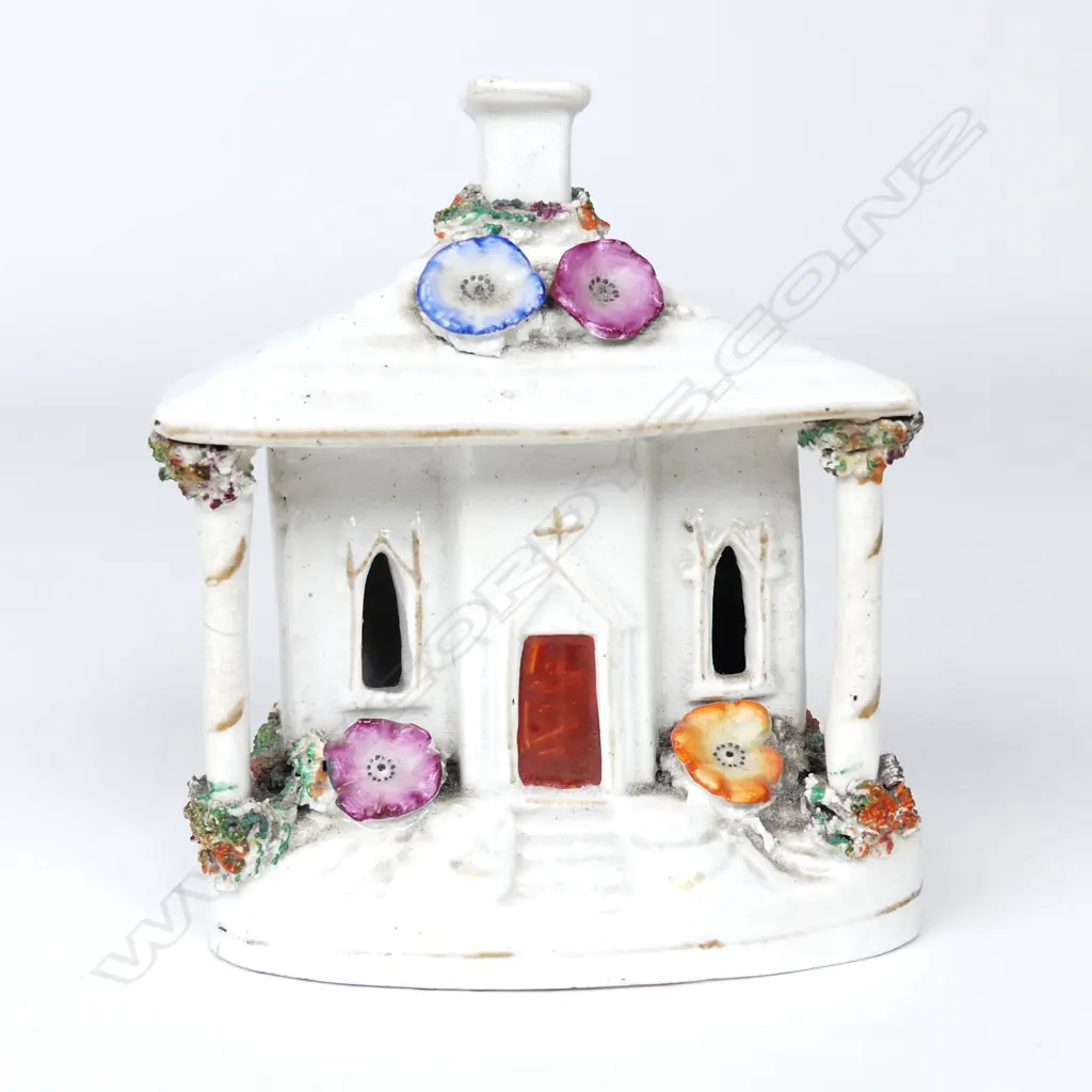 An early 19thC Staffordshire pastille burner modelled as a church Image 1++