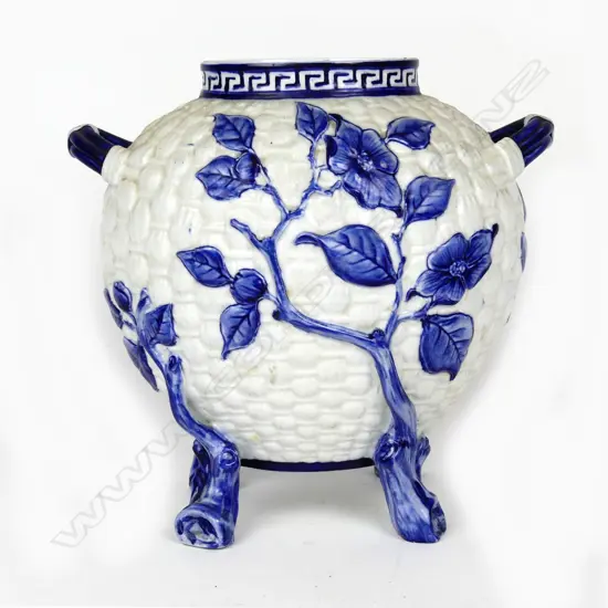 A 19thC Royal Worcester basket weave vase