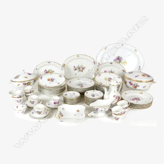 A quality impressive Royal Copenhagen 12 place setting Saxon Flower pattern dinner service