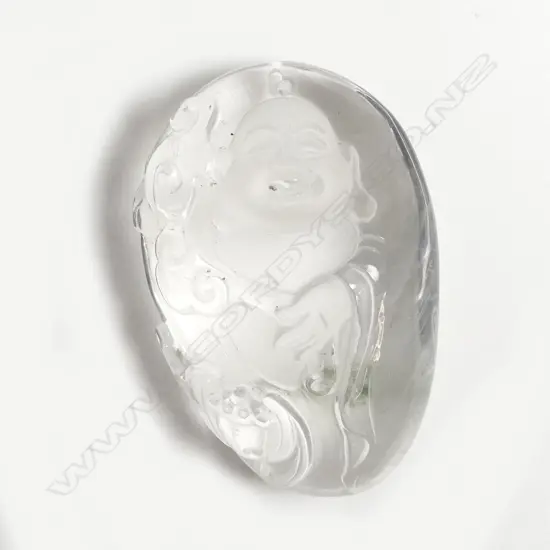 A Chinese clear rock crystal carved pendant