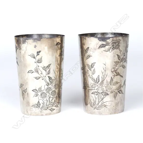 A pair of rare Chinese silver beakers