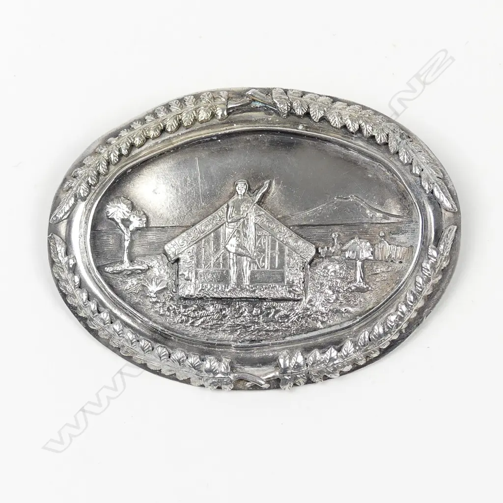 A rare and large 19thC New Zealand historical silver Maori themed brooch by Adolph Kohn Image 1++