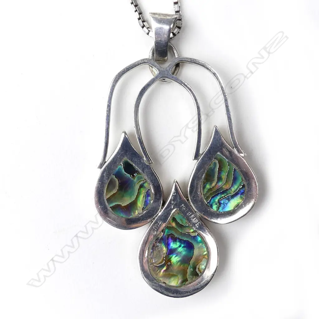 Ida Hudig 1970s silver and paua pendant Image 1++
