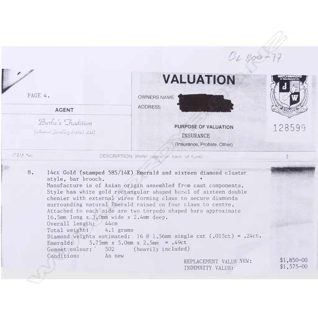 A 14ct gold emerald and diamond bar brooch Image 1++