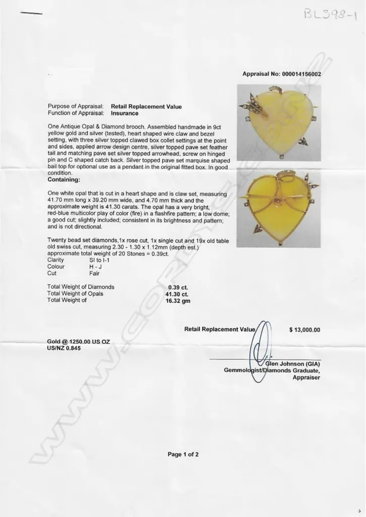 An impressive Edwardian 9ct gold opal and diamond pendant/brooch Image 1++