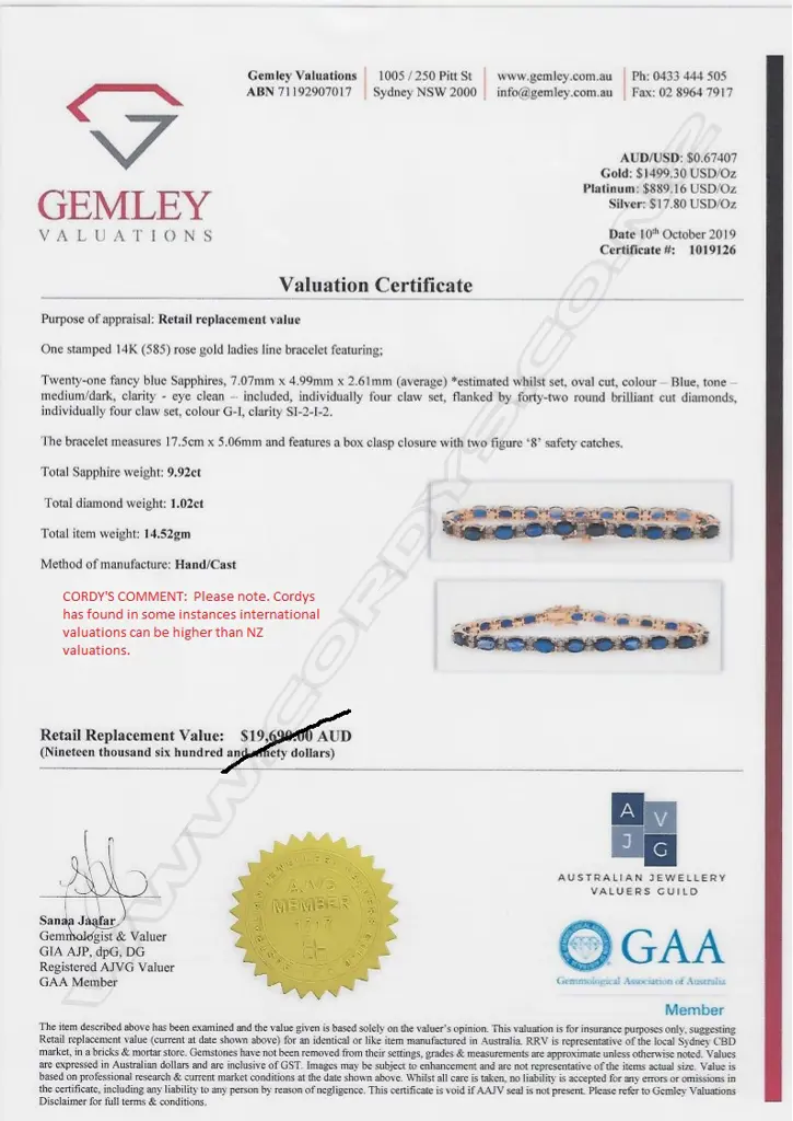 A 14ct rose gold sapphire and diamond tennis bracelet Image 1++