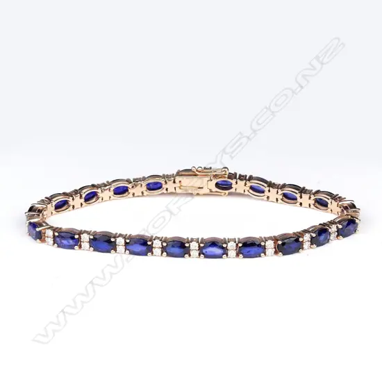 A 14ct rose gold sapphire and diamond tennis bracelet