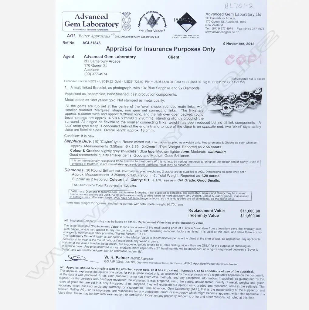 An 18ct gold sapphire and diamond bracelet Image 1++