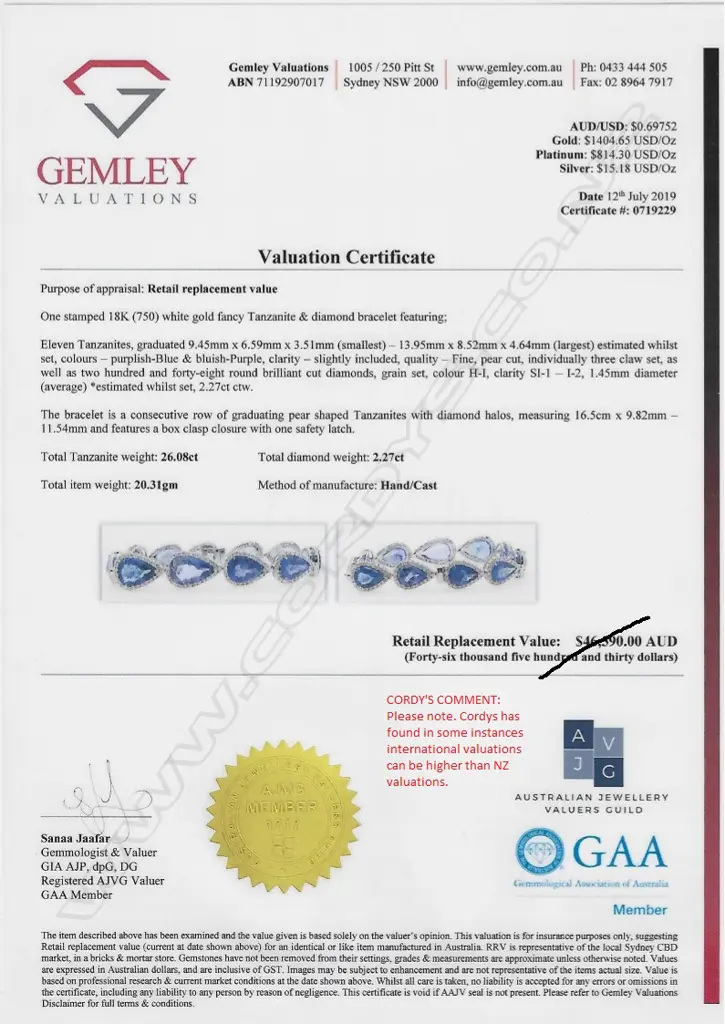 An 18ct white gold tanzanite and diamond bracelet Image 1++