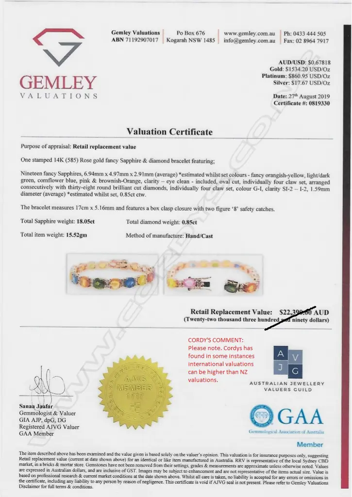 A 14ct rose gold sapphire and diamond tennis bracelet Image 1++