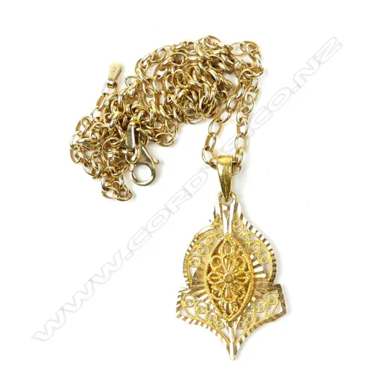 22ct yellow gold pendant on silver gilt chain