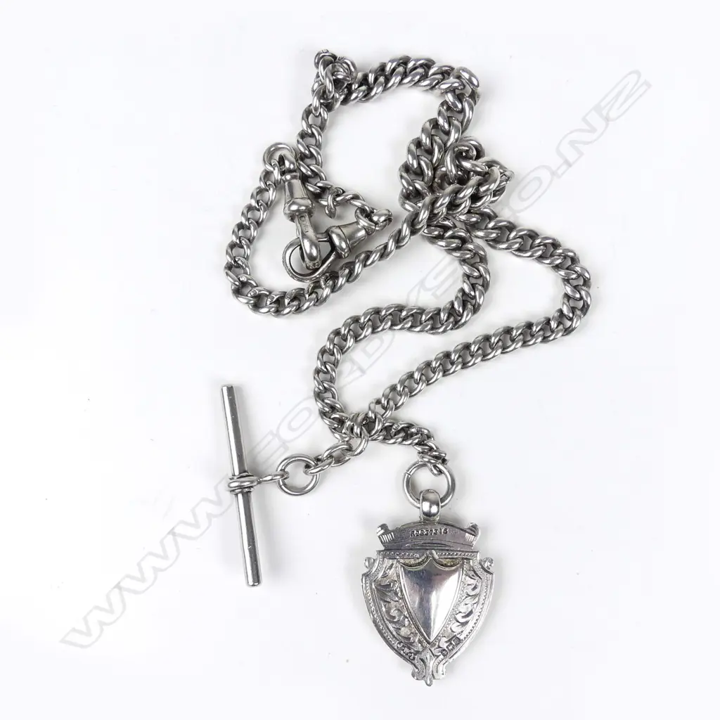 An Edwardian silver fob chain Image 1++