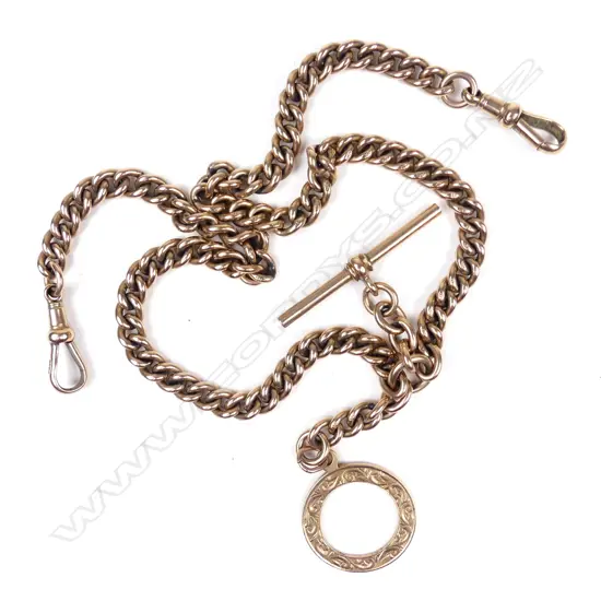 A 9ct rose gold fob chain