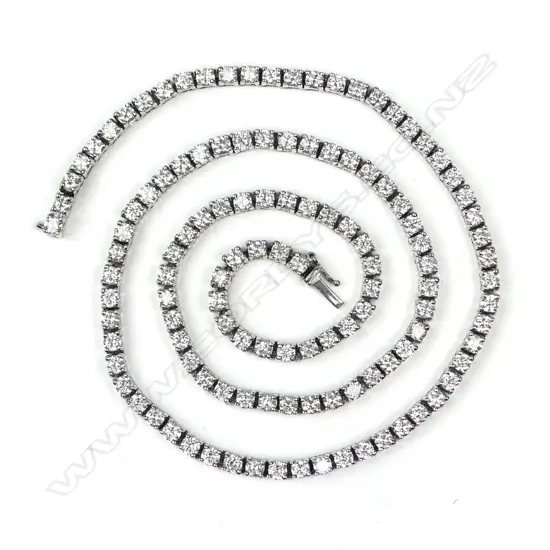 A modern 18ct. white gold and diamond Rivière necklace