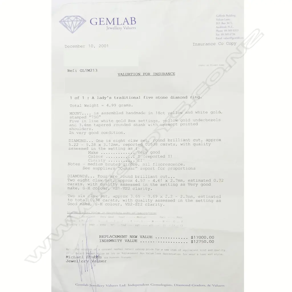 An estate 18ct gold and five stone diamond ring Image 1++