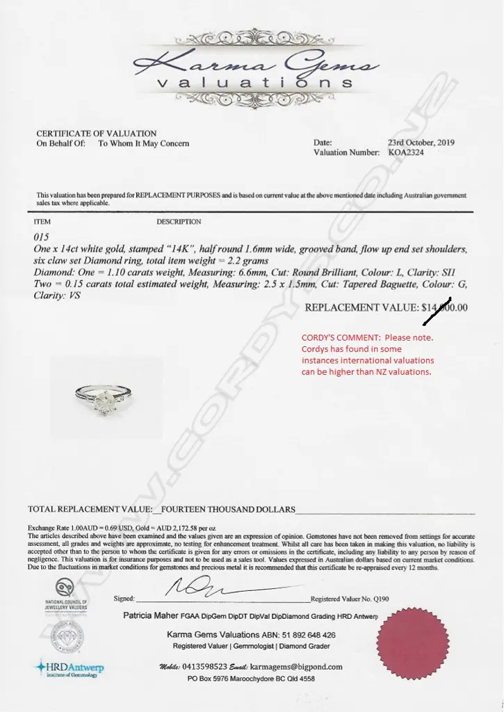 A 14ct white gold diamond solitaire ring Image 1++