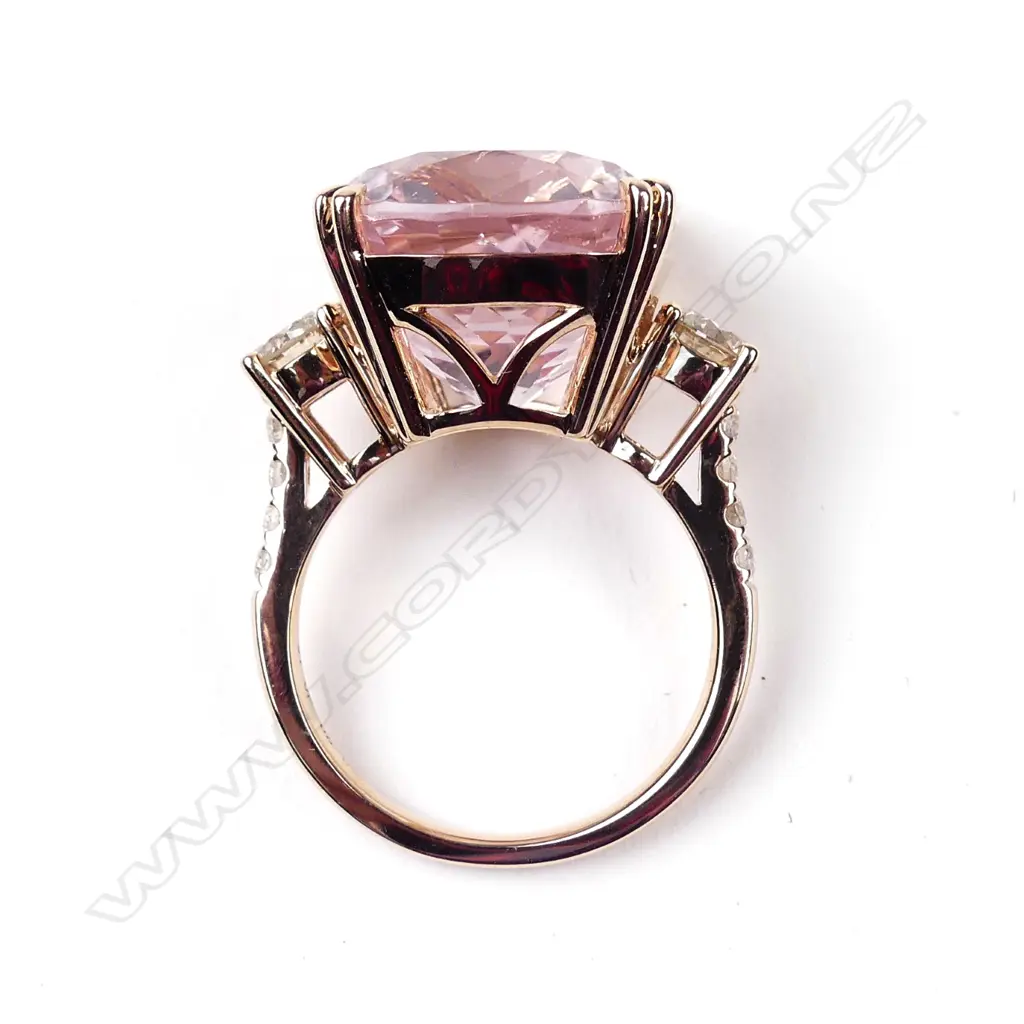 A 14ct rose gold kunzite and diamond ring Image 1++