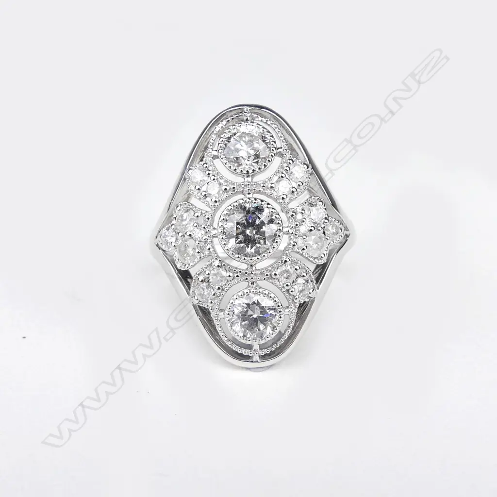 A 14ct white gold and diamond Art Deco style ring Image 1++