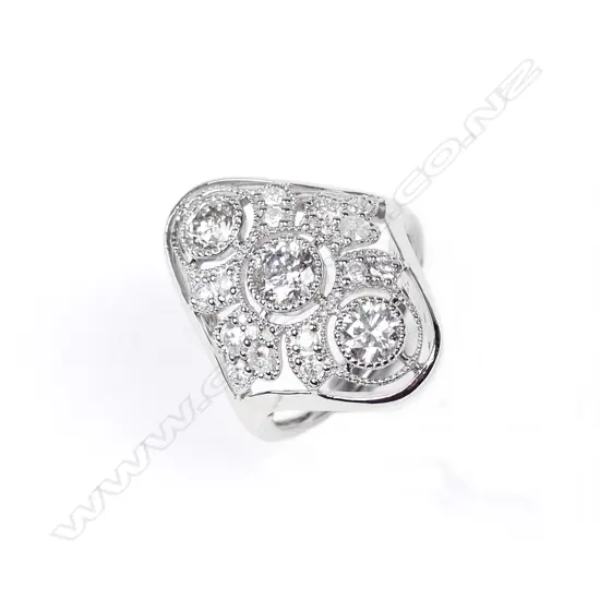 A 14ct white gold and diamond Art Deco style ring
