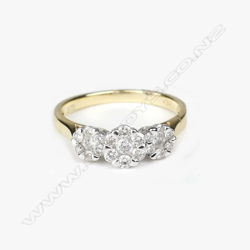 An 18ct gold and diamond cluster ring Image 1++
