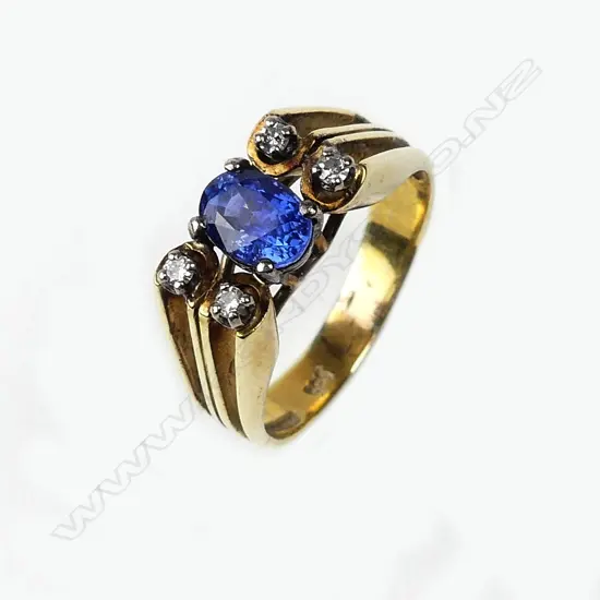 A 14ct gold sapphire and diamond ring