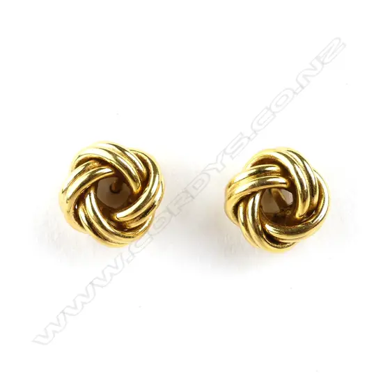 A pair of 9ct. yellow gold lover's knot earrings