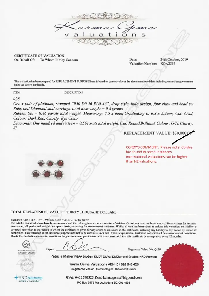 A pair of platinum ruby and diamond drop earrings Image 1++