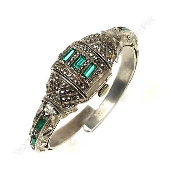 An Art Deco .935 silver cocktail wristwatch