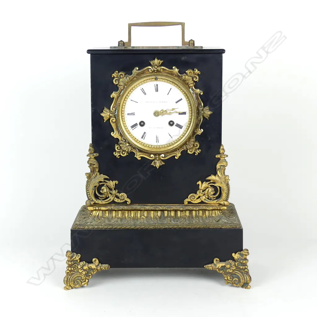 A 19thC French slate and ormolu mantel clock Image 1++