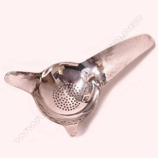 Peter Woods silver planished tea strainer