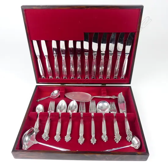 A good Georg Jensen silver six place setting 'Acanthus' cutlery service