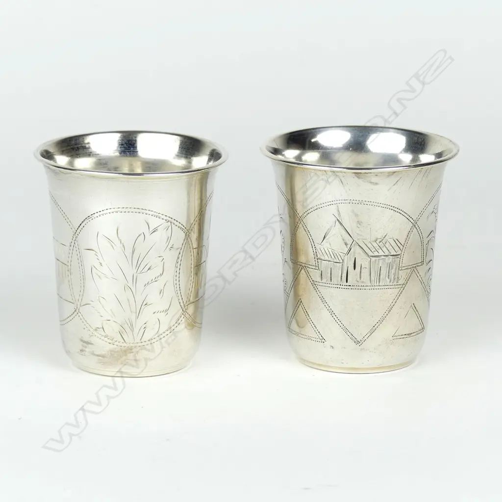 A pair of 19thC Russian silver Kiddush cups Image 1++