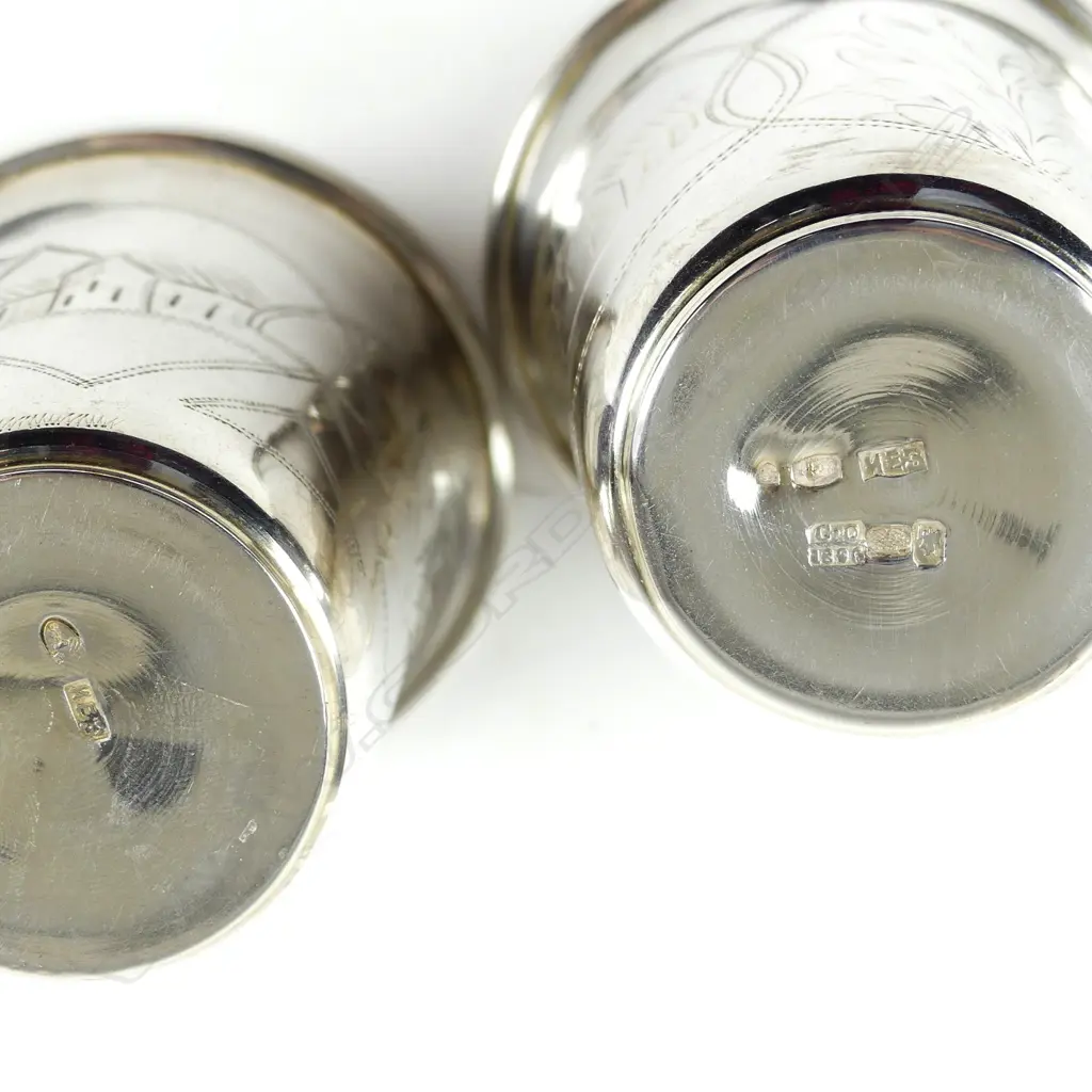 A pair of 19thC Russian silver Kiddush cups Image 1++