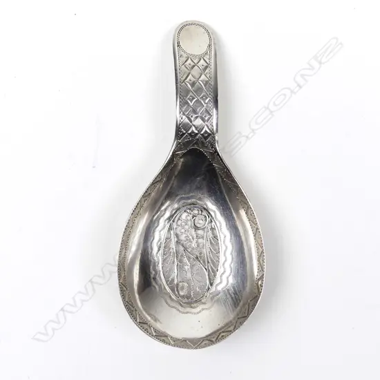 A rare George III silver caddy spoon