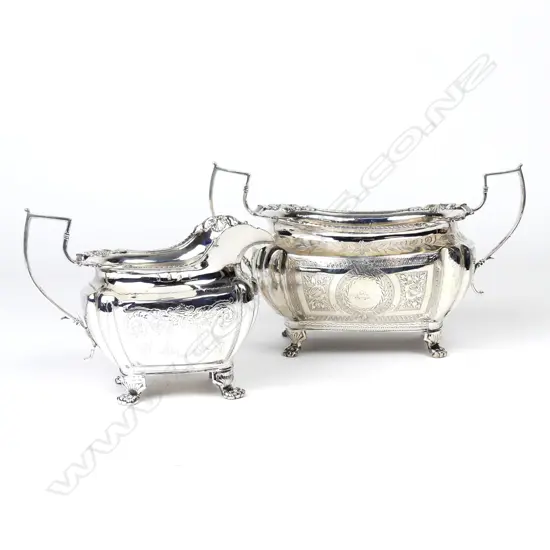 A pair of George IV Irish silver sugar bowl and cream jug