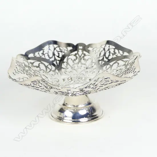 A c.1960 silver pierced pedestal bonbon dish