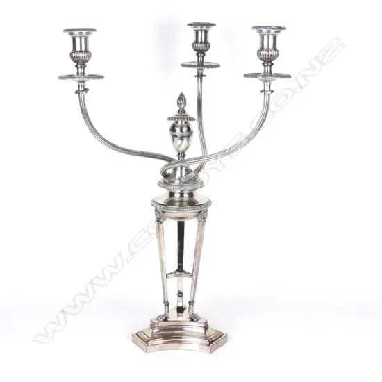 A Regency Sheffield Plate candelabra