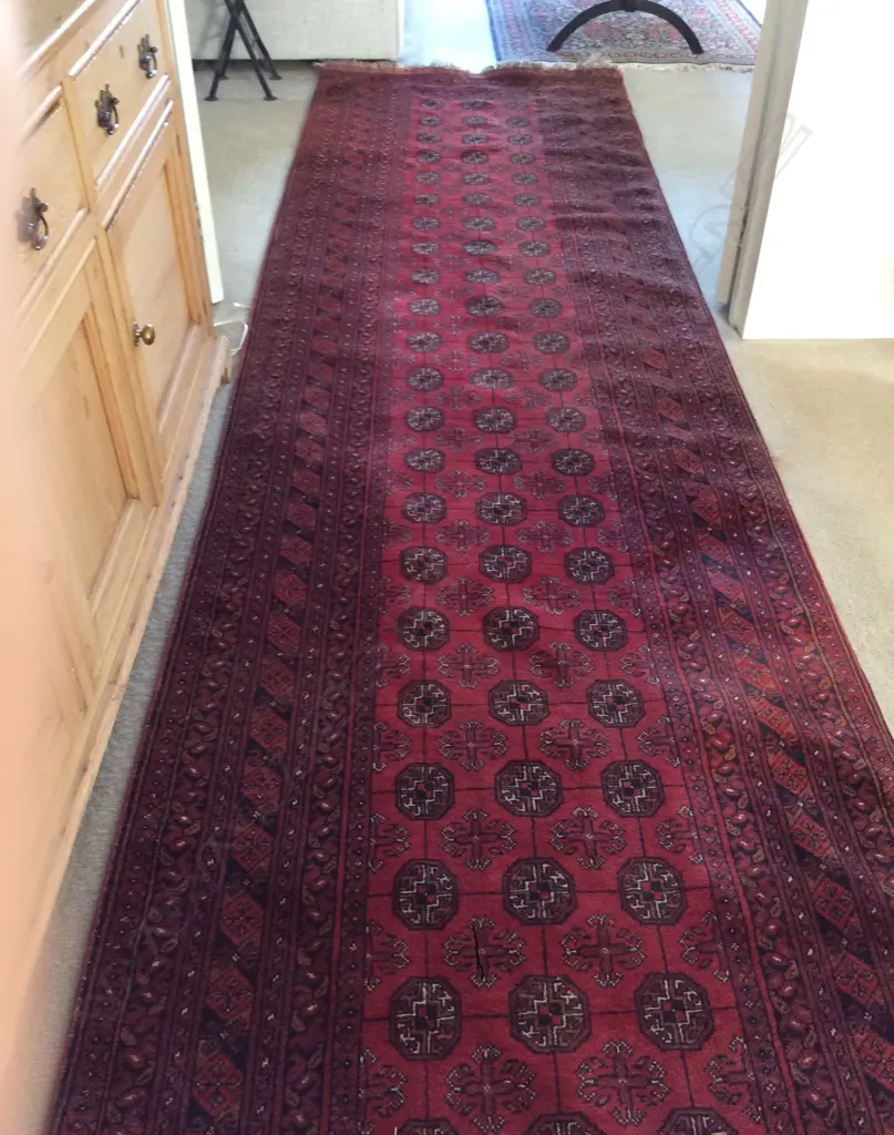 A long Turkoman tribal hand knotted runner Image 1++