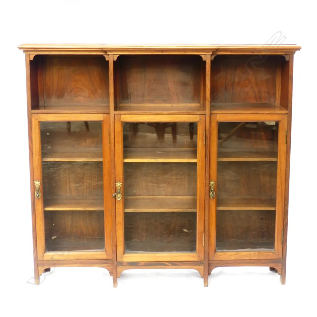 A Victorian black walnut breakfront bookcase Image 1++