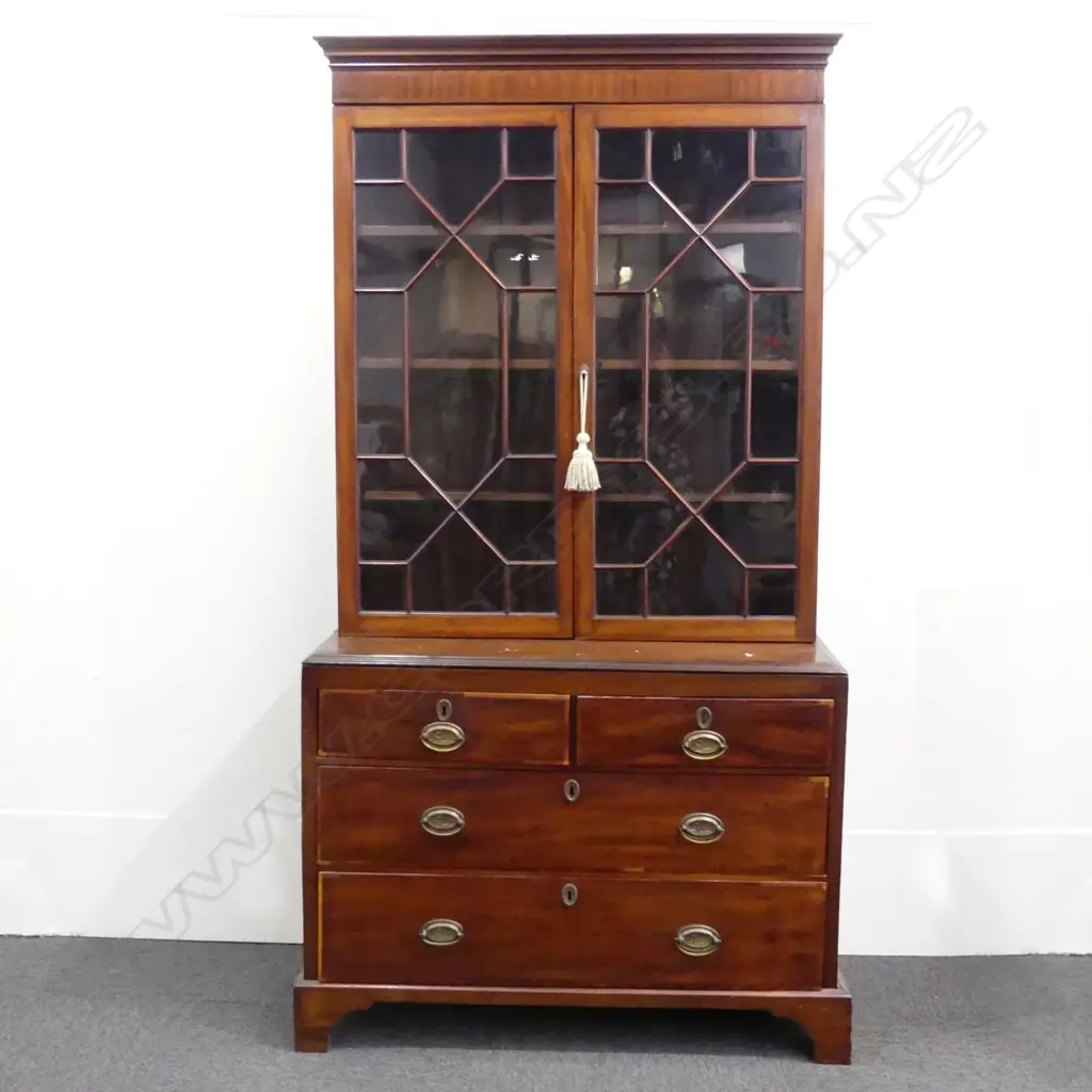 A 19thC mahogany bookcase on chest Image 1++